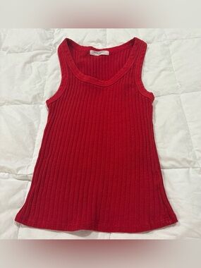 Project Social T Bright Red Ribbed Tank